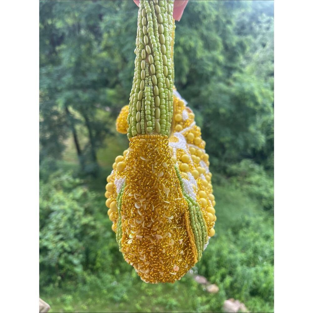 🍋 LEMONS 🍋 Hand-Beaded Yellow & Green Women's Shoulder Bag - viral beaded bags - Picture 6 of 10